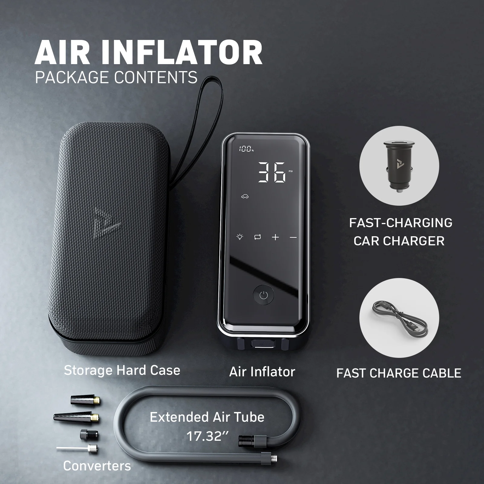 Denvix MotorX Tire Inflator Portable Air Compressor 2nd Generation, Large Tire Inflator Speed Level 30 Second Fast Inflation Air Pump, 15000mAh Battery Capacity, 65W 5X Fast Charging, Deluxe Package. - Image 8
