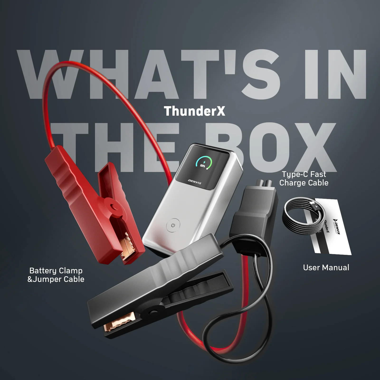 Denvix ThunderX 1000A UltraSafe Jump Starter, fit all household cars, SUVs and Trucks, 36000mAh Power Bank Super Safe High-rate full-tab battery, 230W Output,Portable Jump Starter, Power Bank, Jumper Cables, LED light - Image 10