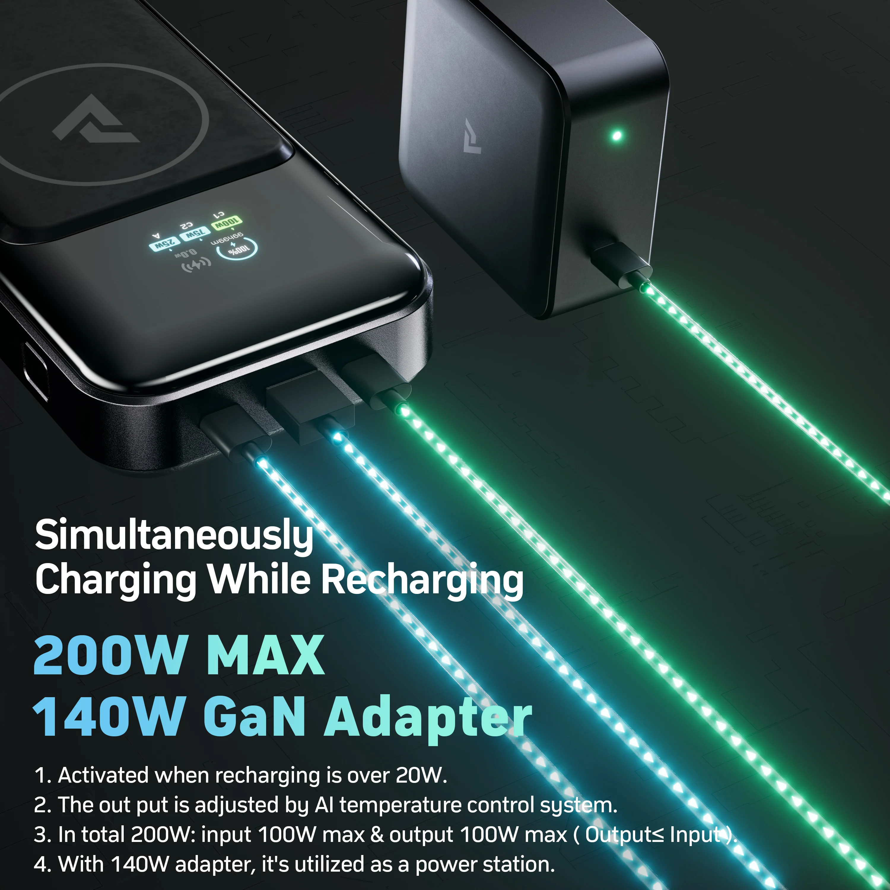 PowerX Power Bank Deluxe Package, 250W 4-in-1 25,000mAh Laptop Portable Charger (91.25Wh) with Magnetic Wireless Charging - Image 7